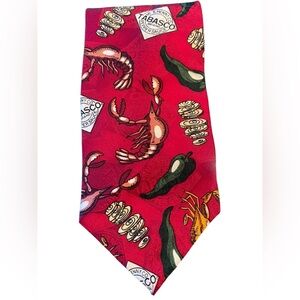 🦞❤️Tabasco Red Novelty Pattern Tie.  Pure Silk & Made in USA 🇺🇸
